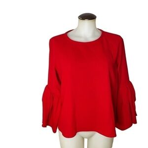 ZARA Red Bell Sleeve Blouse ❤️